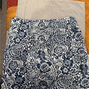 Chico's Navy and White Floral Denim Skort